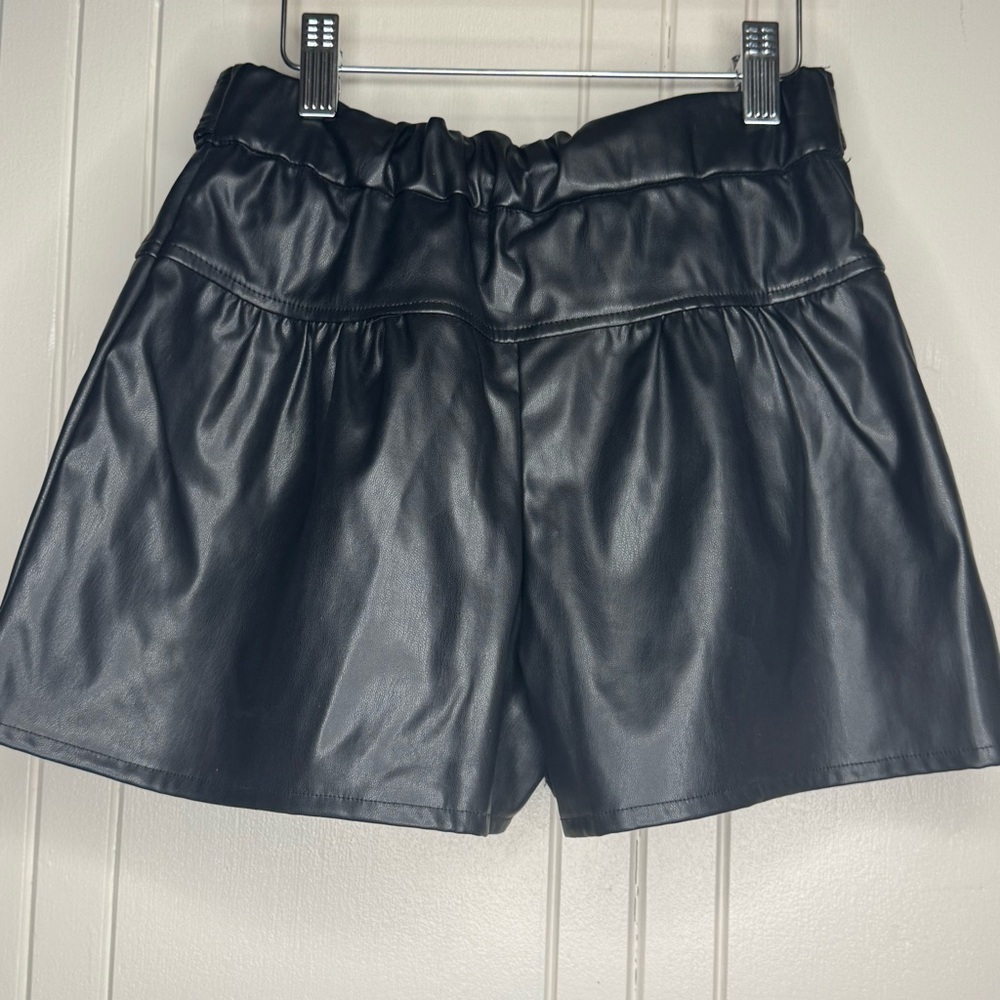 Black Faux Leather Girls Shorts - Picture 8 of 8